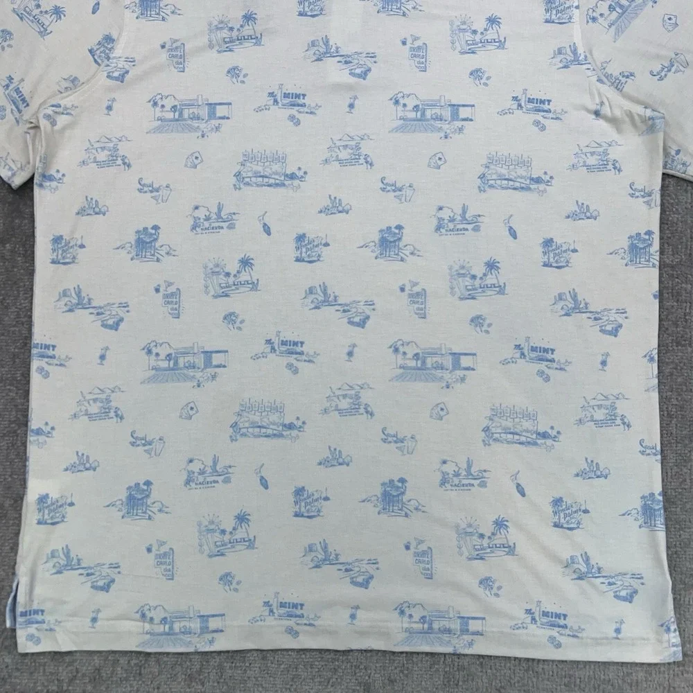 JOHNNIE-O Beginner's Luck Polo Shirt‎ Men's XL White 50s Casinos BEAR CREEK GOLF